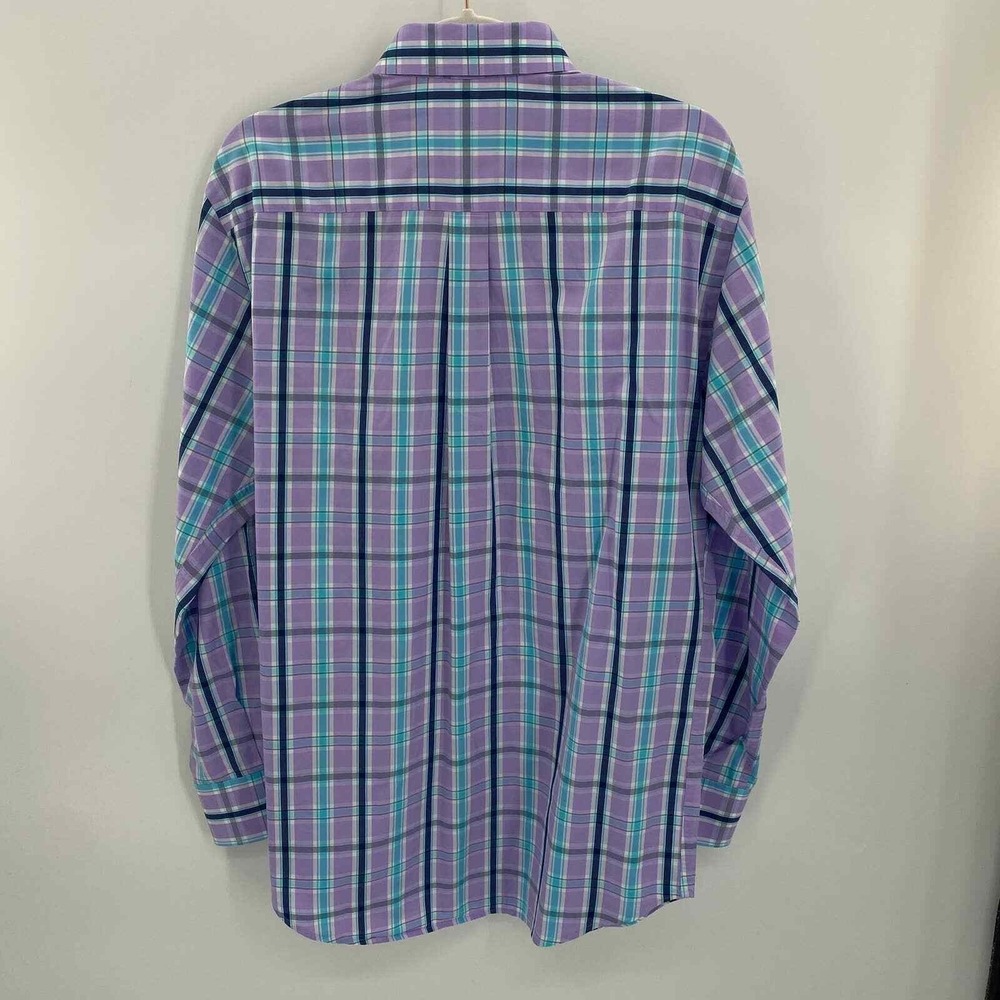 Peter Millar Button Front Shirt Seaside Finish Mens Medium Purple Blue Cotton - Picture 4 of 5